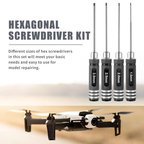 RC Hex Driver Set With 1.5mm 2.0mm 2.5mm And 3.0mm Allen Bits For 1 10 Scale RC Cars Drones And Helicopters Heavy Duty Steel Tips