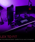 Gaming setup with 24Ft Color Changing LED Light Strip For Indoor And Outdoor Use With Linkable Neon Rope Lights glowing purple