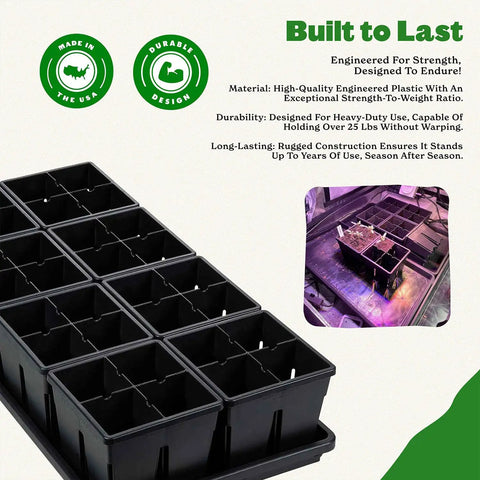 1020 Universal Bottom Tray 1 Pack Heavy Duty Seed Starting Base For Indoor Gardening, durable plastic, holding seedling cells.