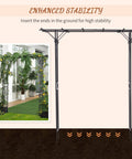 82 Inch Metal Garden Trellis Arch With Durable Steel Tubing And Elegant Scrollwork, Weather Resistant Gray Finish, perfect for outdoor use