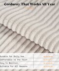 Close-up of cream corduroy fabric showing texture, part of Chill In Style With This Super Comfy Queen Upholstered Bed Frame Featuring A Tall 63 Inch Corduroy Wingback Headboard In Classic Cream Fabric For Ultimate Bedroom Vibes And Solid Nightly Rest.