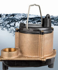 Badass 115 Volt Cast Bronze Submersible Sump Pump With 4 Or 10 Horsepower And 3240 Gallons Per Hour displaying bronze motor housing.