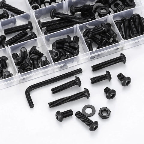 Heavy Duty 178 Piece M6 Screws And Nuts Set With Hex Socket Button Head Cap Screws Metric Bolts Nuts And Spanner Included Durable Carbon Steel Hardware Kit