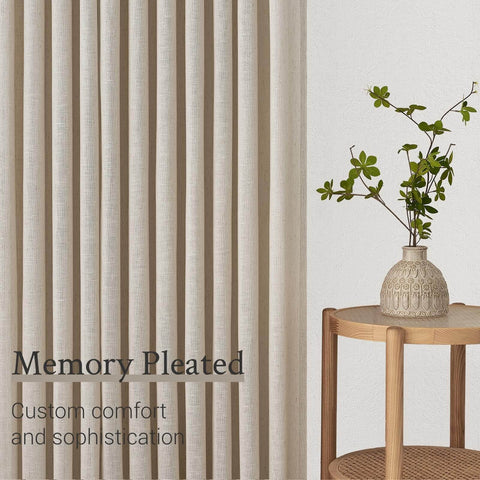 Pinch Pleated 78 Inch Curtains Two Panels For Living Room With Cozy Light Brown Linen Look Drapes For Track System