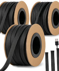 300 Ft Braided Wire Loom Kit In Quarter Inch, Half Inch, And Three Eighths Inch Diameters PET Cable Sleeving