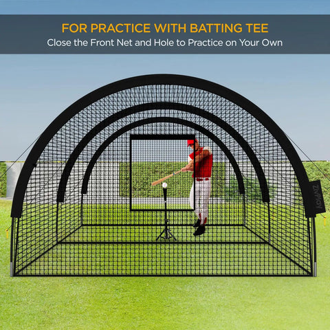 Backyard Portable Batting Cage Net For Baseball And Softball, Pop Up Cage 22 Ft By 12 Ft By 8 Ft, batting practice with tee