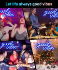 Good Vibes Neon Sign Wall Light for Bedroom Living Room Bar and Party Decor in various celebration settings