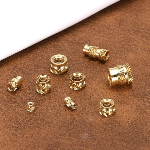 Assorted brass inserts for Heat Set Insert Tool With 14 Tips And Soldering Iron Adapter For 3D Printing Plastic Parts M2 to M8 Threaded Inserts.