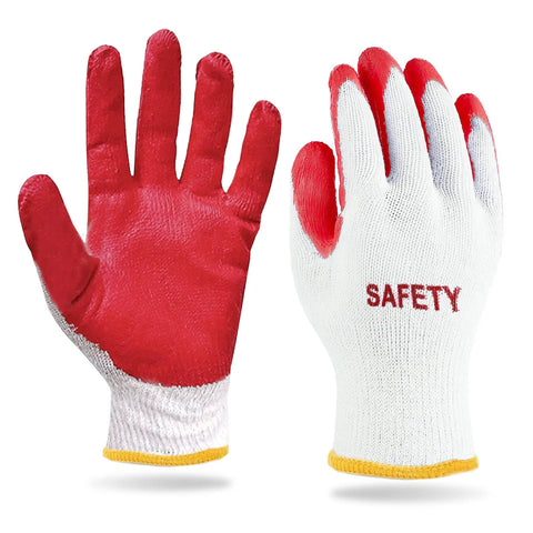 Red Latex Cotton Work Gloves 200 Pairs Non Slip Grip Nitrile Dipped Rubber Palm Coated For A Firm Grip Heavy Duty Construction Moving Warehouse Garden Gloves.