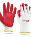Non Slip Work Gloves For Construction And Garden With Red Latex Cotton And Nitrile Palm Coating Breathable 100 Pair Pack