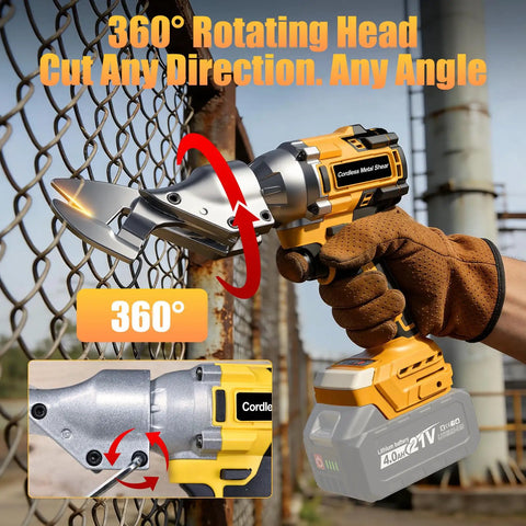 No Cord Sheet Metal Cutter For 20V Max Batteries With Brushless Motor Rotatable Head 221 FtLbs Torque And 2300 RPM Heavy Duty