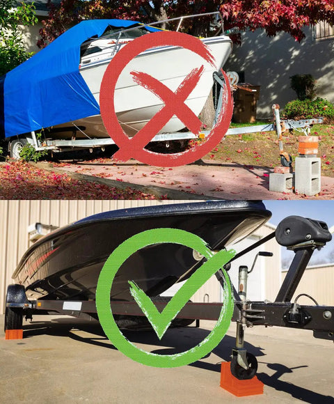 Straight Up Reliable Boat Trailer Support Kit With Heavy Duty Steel Levelers And Secure Chock Docks For Easy Drainage Storage And Zero Hassles Year Around While Giving You Serious Bang For The Buck