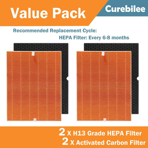 Premium True HEPA Replacement Filter I for C555 Air Purifier, H13 Grade 99.97 Percent 0.3 Micron Filtration, 2 Pack shown