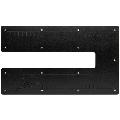 Top view of Signature Series Metal Fabrication Plate Bead Roller Table with textured HPDE top and engraved reference rule