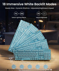 Top Shelf Retro Typewriter Mechanical Keyboard With Hella Crisp Blue Switches And Long Lasting Rechargeable Battery For Slick Triple Mode Gaming Setup Compatible On Windows Mac Pc Devices featuring 18 backlit modes.