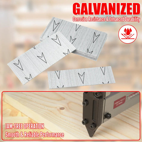 7200 Piece 23 Gauge Pin Nails In Six Assorted Lengths For Pneumatic Tools, galvanized with smooth tip operation.