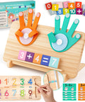 TOT APPROVED INTERACTIVE NUMBER BLOCKS WITH TALKING FEATURES SMOOTH MONTESSORI FINGER COUNTING MATH TOY SET on wooden board.