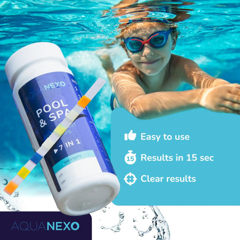All In One 100 Pack Pool Test Strips 7 In 1 For Pools Spas Paddling Pools Water Tester For PH Chlorine Bromine Alkalinity CYA Total Hardness