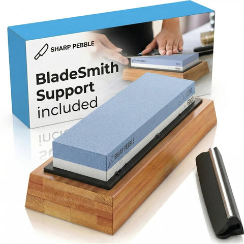 Premium Whetstone Knife Sharpening System 1000 And 6000 Grit With Angle Guide And Non Slip Bamboo Base Honing Kit For Kitchen Knives Beginner Friendly For Home Cooks