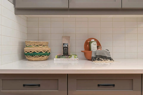 Modern kitchen with 60 Pack 3 Inch Cabinet Pulls Matte Black for Kitchen Cabinets and Drawers Solid Zinc Alloy Hardware