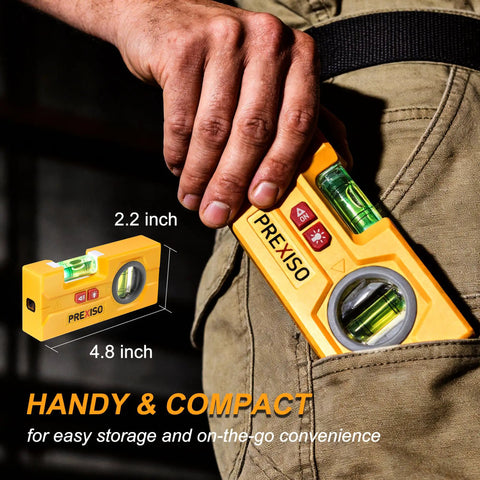 Slick Little Laser Level Tool With LED Illumination, 30 Ft Range, Pocket Sized Magnetic Spirit Level For 90 Degree And 180 Degree Angles, One Hand Use, Lightweight ABS Housing For Clear Visibility In Low Light in pocket