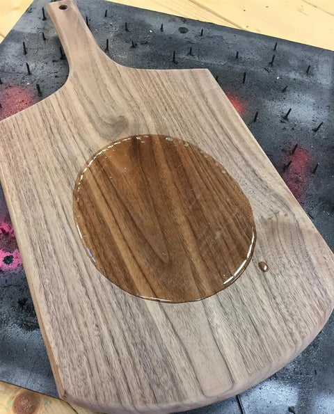 Wooden cutting board with Butcher Block Oil And Conditioner Cutting Boards Food Grade Rehydrates Wood 12 Oz applied