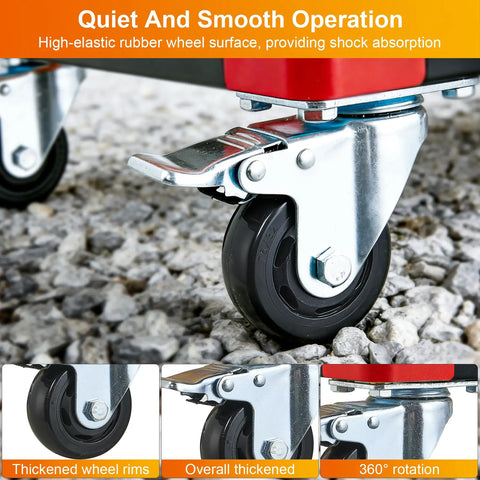 Heavy Duty 3 Tier Rolling Tool Cart Built Tough As Nails For Mechanics And Garage Shops Rock Solid Alloy Steel Frame With 1000 Lb Max Load Capacity Red Black