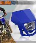 Dirt Bike Beefy Halogen Headlight Front Headlamp Kit For Enduro And Supermoto Rides 12V 35W Blue with bike in background