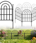 Arched Metal Garden Fence Panels 17 Inch Tall 10.83 Feet Long With Tool Free Install Rustproof Outdoor Barrier for Yard Patio