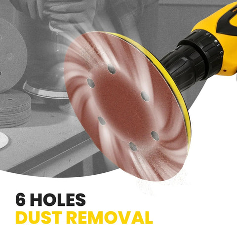 Fresh 9 Inch Hook And Loop Drywall Sanding Discs With Hole Design 40 120 And 180 Grit Mixed Bag For Pro Aluminum Oxide Sander Paper showing 6 holes for dust removal.