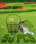 Two Pack Golf Ball Basket With Handle, Portable Stainless Steel Buckets That Hold 50 Balls, 8.8 inch diameter, on a lawn