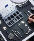 No Fuss Miniature Self Tapping Screw Assortment Kit With 1000 Carbon Steel Pan Head fasteners organized in storage box for gadget repairs.