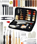 Leather Working Starter Kit For Beginners With Waxed Thread Groover Awl Stitching Punch And Storage Bag Pro Leather Craft Set