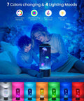 Child and adult enjoying Jellyfish Lamp Bluetooth Speaker With White Noise And 7 Color Changing Lights 4 Lighting Modes at night.