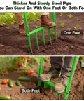 Heavy Duty Broadfork For All Soils With Unbreakable Build, Five Sharp Cambered Eleven Inch Tines, Ergonomic Handles in use