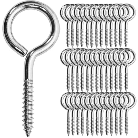 Heavy Duty 2 Inch Screw Eyes Set In 304 Stainless Steel, 10 Pack M3 Eye Hooks organized neatly for hangers and DIY projects