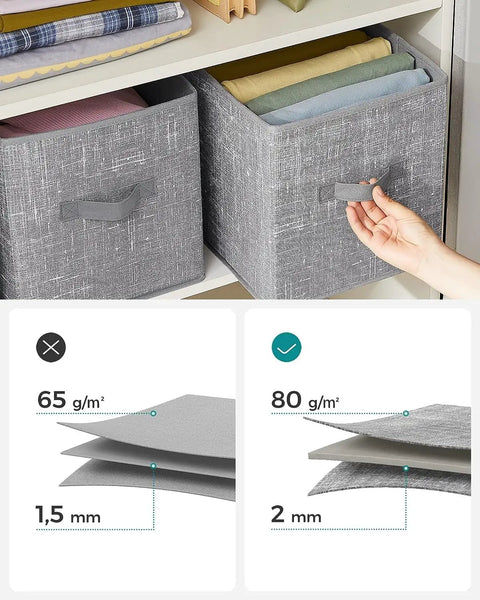 Rock Solid Foldable Storage Cubes Set Of 6, Durable 11 Inch Closet Organizers With Reinforced Handles Heavy Duty Textile Boxes Straight Up Gonna Organize Your Home Office Bedroom Walk In Closet Space Saver No Sweat Today