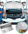 4 Sheets 12-Inch By 30-Inch Aluminized Heat Shield With Adhesive Backed Thermal Barrier Insulation Wrap shown with car engine