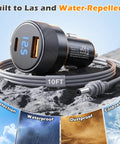 Heavy Duty 12 Volt And 24 Volt Vehicle Power Adapter For Compact Satellite Terminals, with 10FT waterproof wire harness and USB ports.
