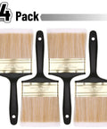 Workhorse Deck Stain Brush Set For Wood Projects 4 Pack 4 Inch Wide Soft Tip Brushes With Brass Ferrule And Ergonomic Handle