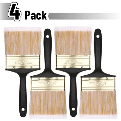 Workhorse Deck Stain Brush Set For Wood Projects 4 Pack 4 Inch Wide Soft Tip Brushes With Brass Ferrule And Ergonomic Handle