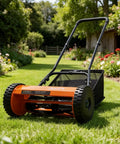 Effortless 14-Inch 5-Blade Push Reel Lawn Mower For Small Yards, Manual Walk-Behind With 5-Position Height Adjustment, Alloy Steel Blades, Quiet Lightweight, Motorless Design For Clean, No-Fuss Cuts on a lawn