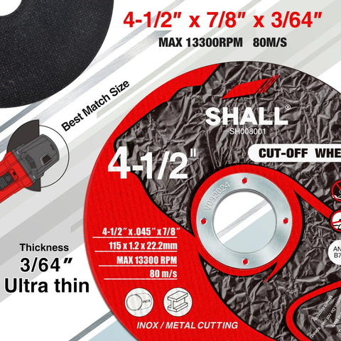Beastly Heavy Duty 25 Pack Cut Off Wheels For Angle Grinder With Pouch Four And A Half Inch By Seven Eighths Inch detailed view