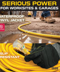 75 Foot Lighted Outdoor Weather Resistant Extension Cord 12 Gauge 3 Conductor SJTW displayed on worksite, waterproof and slip-resistant