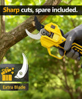 Two-In-One Electric Pole Pruning Shears With Detachable Handheld Cutter No Tools Needed trimming a branch