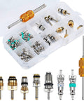 56 Piece R134a R12 AC Valve Core Kit With Quick Remover and Installer Tool Brass Valve Stem Cores Universal Replacement