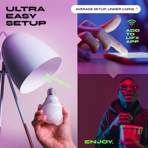 Smart Color Changing Light Bulbs 2 Pack A19 E26 RGB Tunable White 800 Lumens with WiFi Dimming Matter Compatible setup steps