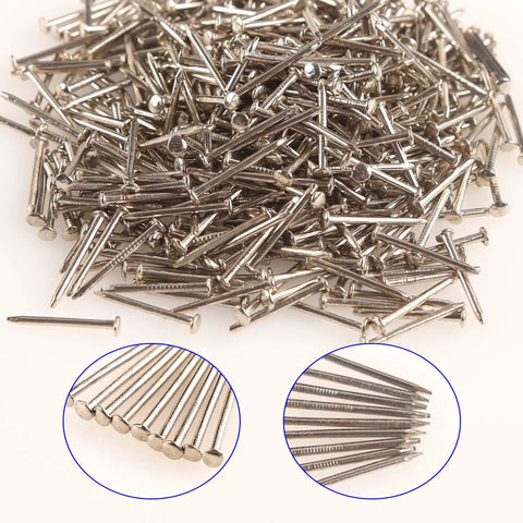 Top Shelf Iron Mini Nails With Smooth Round Heads, 1.5Mm X 20Mm Hardware Fasteners, 500 Piece Bulk Bundle. Pile of smooth iron tacks.