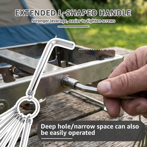 Super Tough 8Pcs Metric Hex Key Set With Handy Keyring, Heavy Duty L Shape Allen Wrenches, Nickel Plated Ratchet Drivers for deep hole use