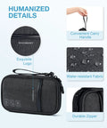 Cord Organizer Travel Kit For Chargers And Cables, Slim Single Layer Tech Bag with water-resistant nylon and durable zipper, black.